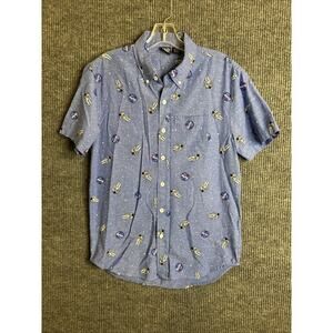 Mad Engine Mens Button Up Shirt Size Small Novelty Nasa Astronauts Short Sleeve